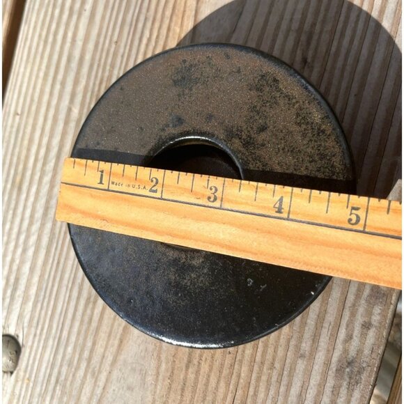 Vintage Black  Discus Shape Ceramic Votive Candle Holder Modern Simple Brutalist - Picture 11 of 14